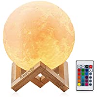 Lámpara Luna 3D- ManroGo Luz Nocturna Luna LED 12CM Control Remoto y Control Táctil 16 Colores RGB Brillo Regulable…